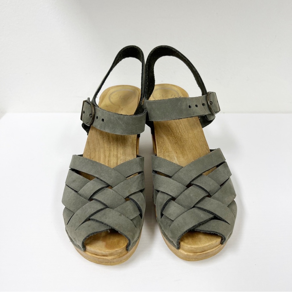No 6 Store Clogs Woven Braided Sandals 37 Gray Suede 7 - Picture 2 of 7